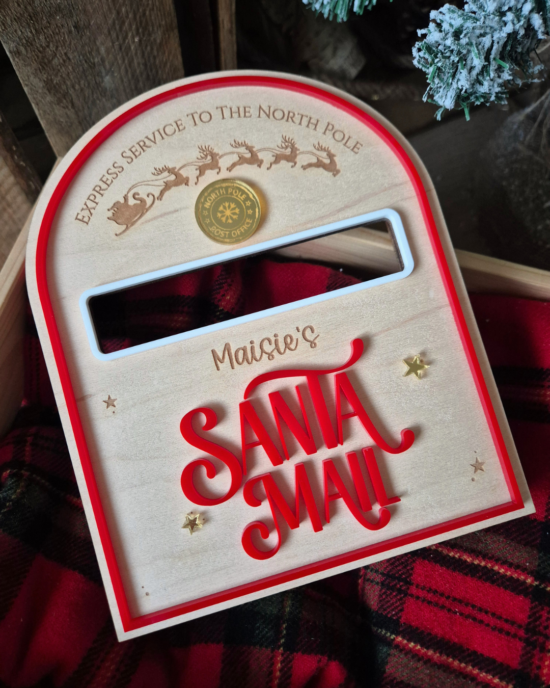 Santa Mail Box - Personalised Wooden and Acrylic Christmas Decoration