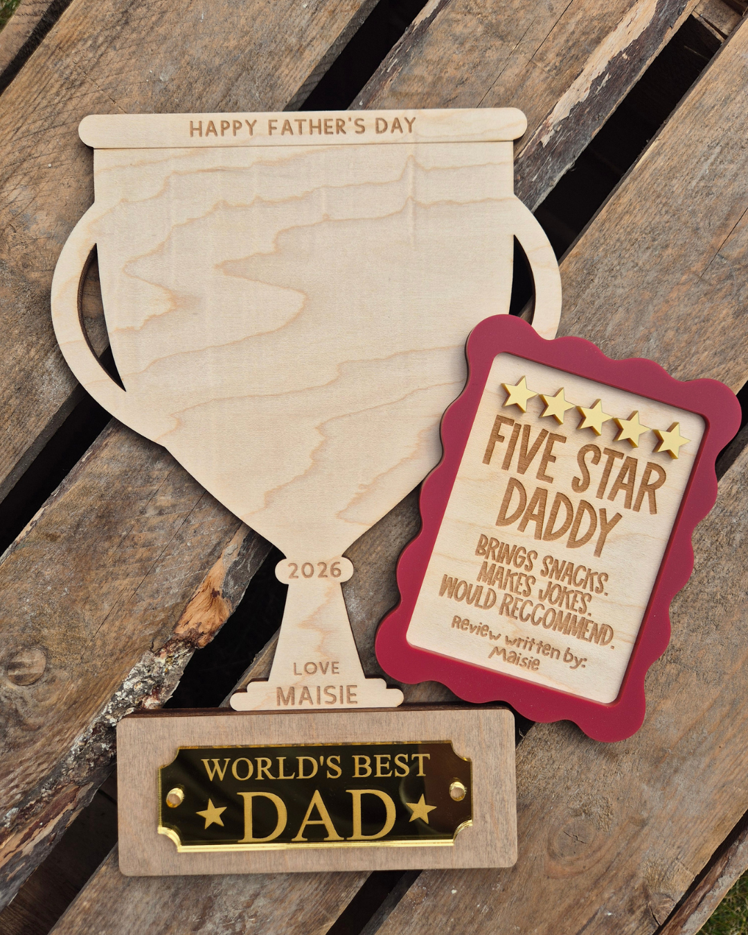 World's Best Dad Trophy Handprint Plaque - Personalised Father's Day Gift