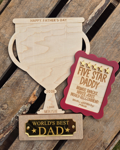 World's Best Dad Trophy Handprint Plaque - Personalised Father's Day Gift
