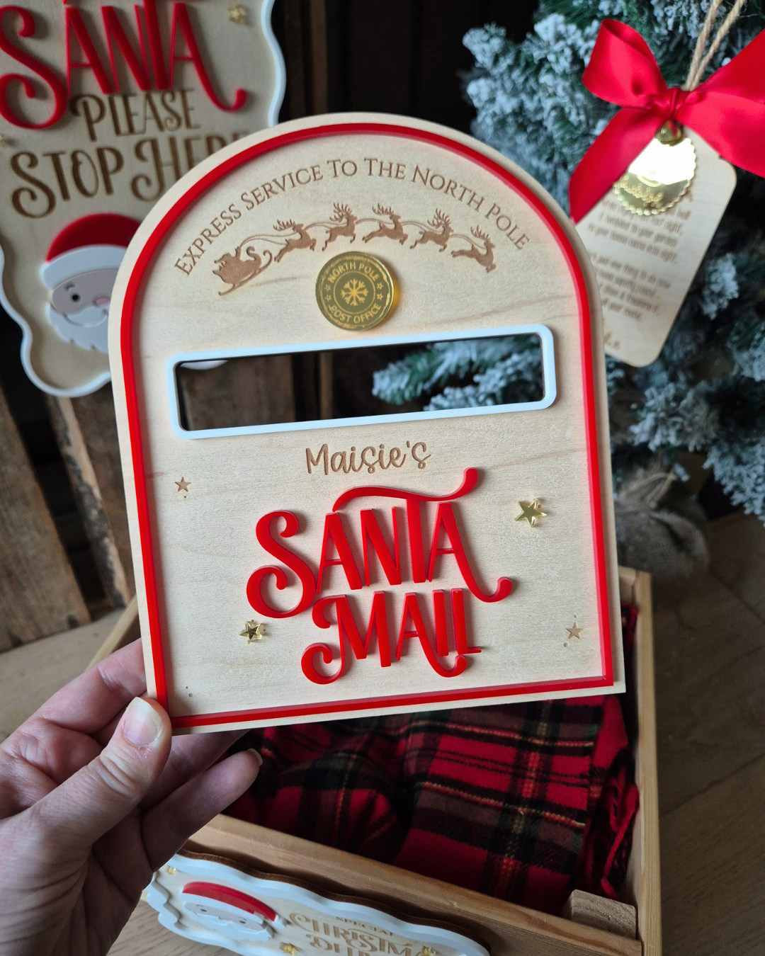 Santa Mail Box - Personalised Wooden and Acrylic Christmas Decoration
