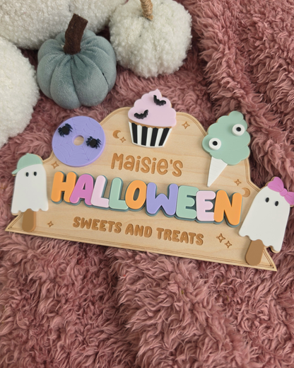 Spooky Sweet Treats Interchangeable Crate and Boo Basket Plaque