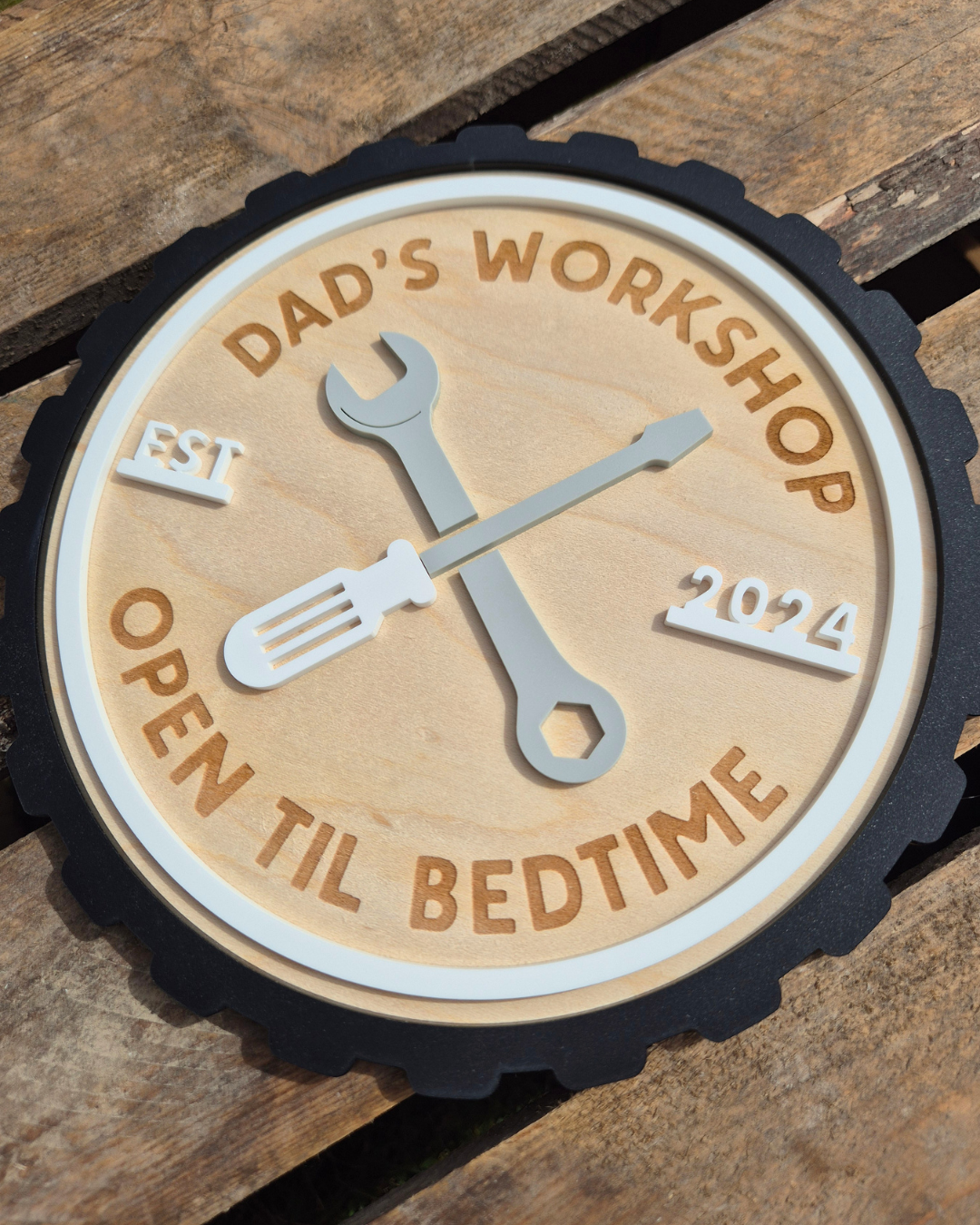 Custom Workshop and Garage Sign - Personalised Wooden and Acrylic Father's Day Gift