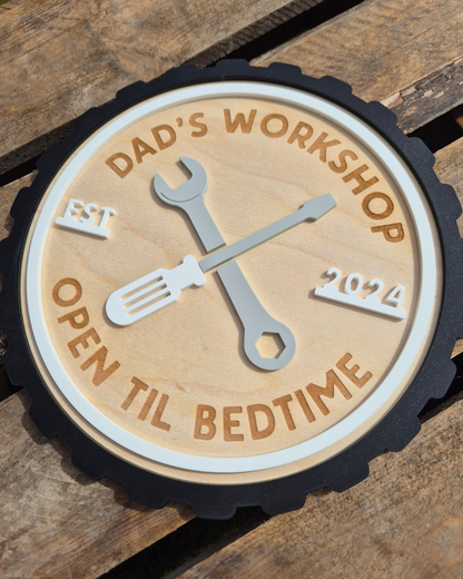 Custom Workshop and Garage Sign - Personalised Wooden and Acrylic Father's Day Gift
