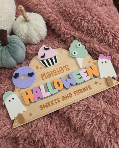 Spooky Sweet Treats Interchangeable Crate and Boo Basket Plaque