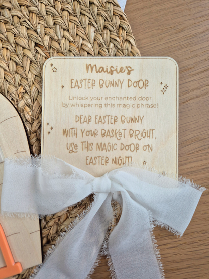 Easter Bunny Door and Magical Phrase Plaque - Personalised Wooden and Acrylic Decoration