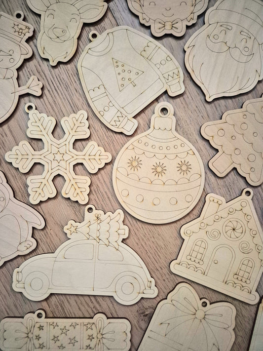 Additional Wooden Shapes for the Paint Your Own Christmas Ornament Kits
