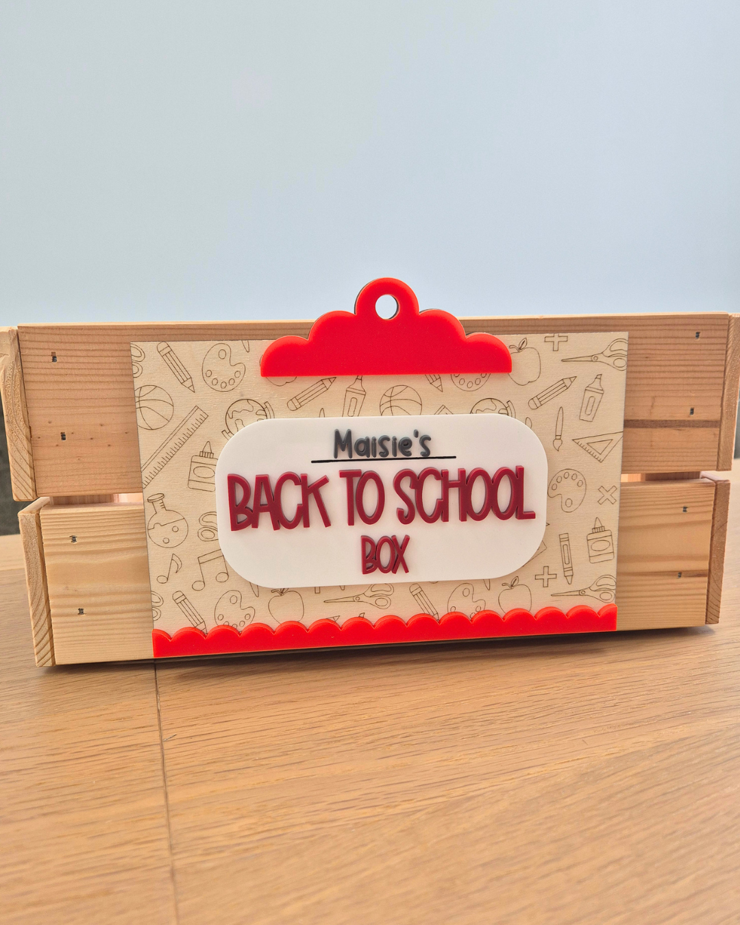 Back to School Interchangeable Plaque and Crate Set - Wooden and Acrylic Personalised Sign