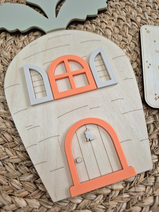 Easter Bunny Door and Magical Phrase Plaque - Personalised Wooden and Acrylic Decoration