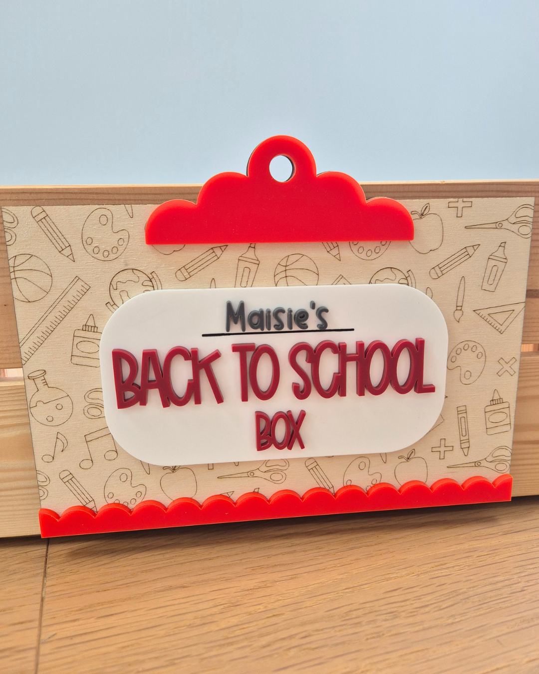 Back to School Interchangeable Plaque and Crate Set - Wooden and Acrylic Personalised Sign