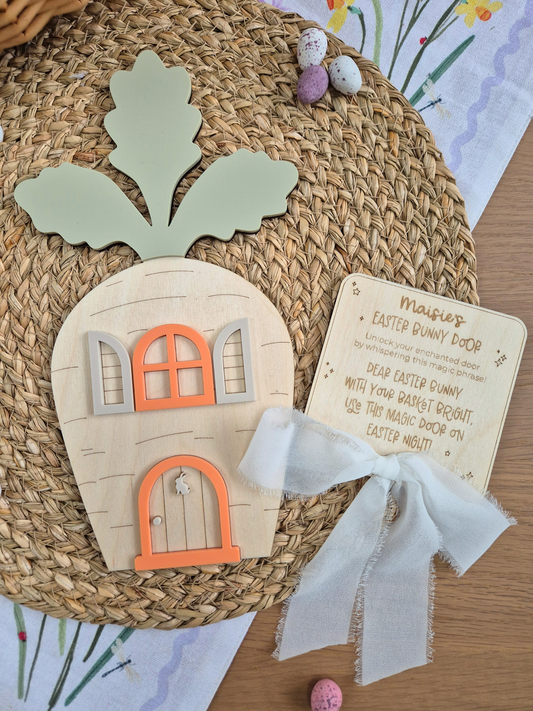 Easter Bunny Door and Magical Phrase Plaque - Personalised Wooden and Acrylic Decoration