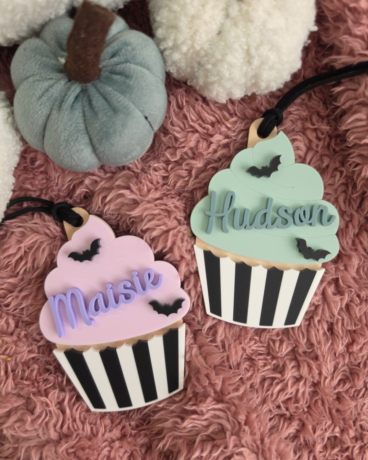Haunted Cupcake Boo Bag Tag - Personalised Wooden and Acrylic Personalised Name Tag