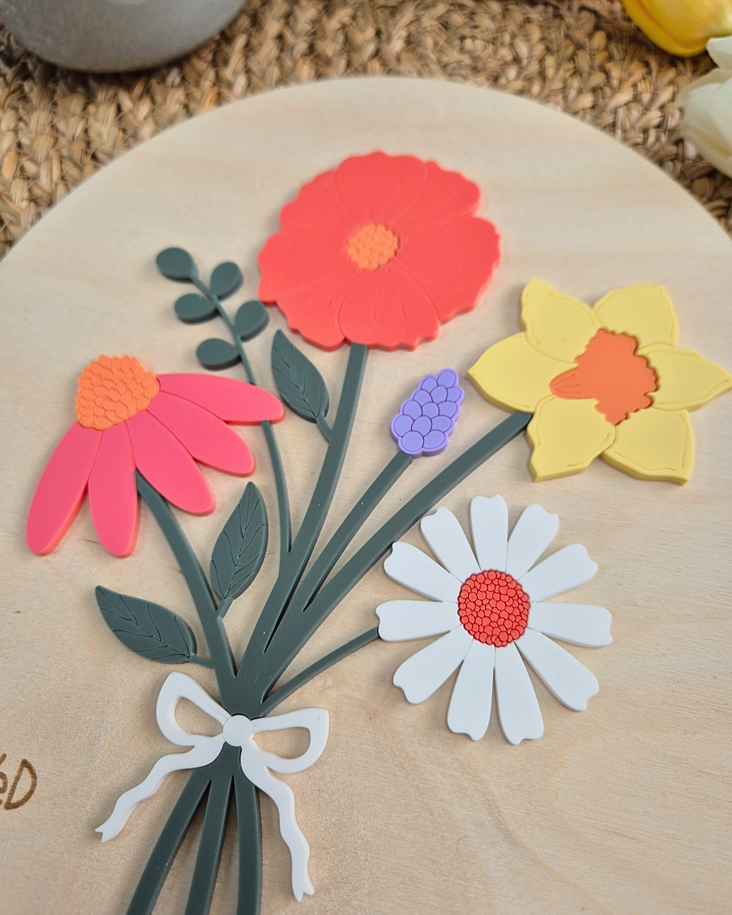 Forever Flower Bouquet Mother's Day Plaque - Personalised Wooden and Acrylic Birthday Floral Sign