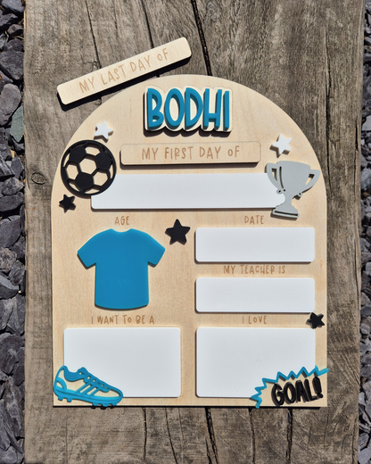 Personalised Football Team Back to School Board - Reusable Wooden and Acrylic Sign