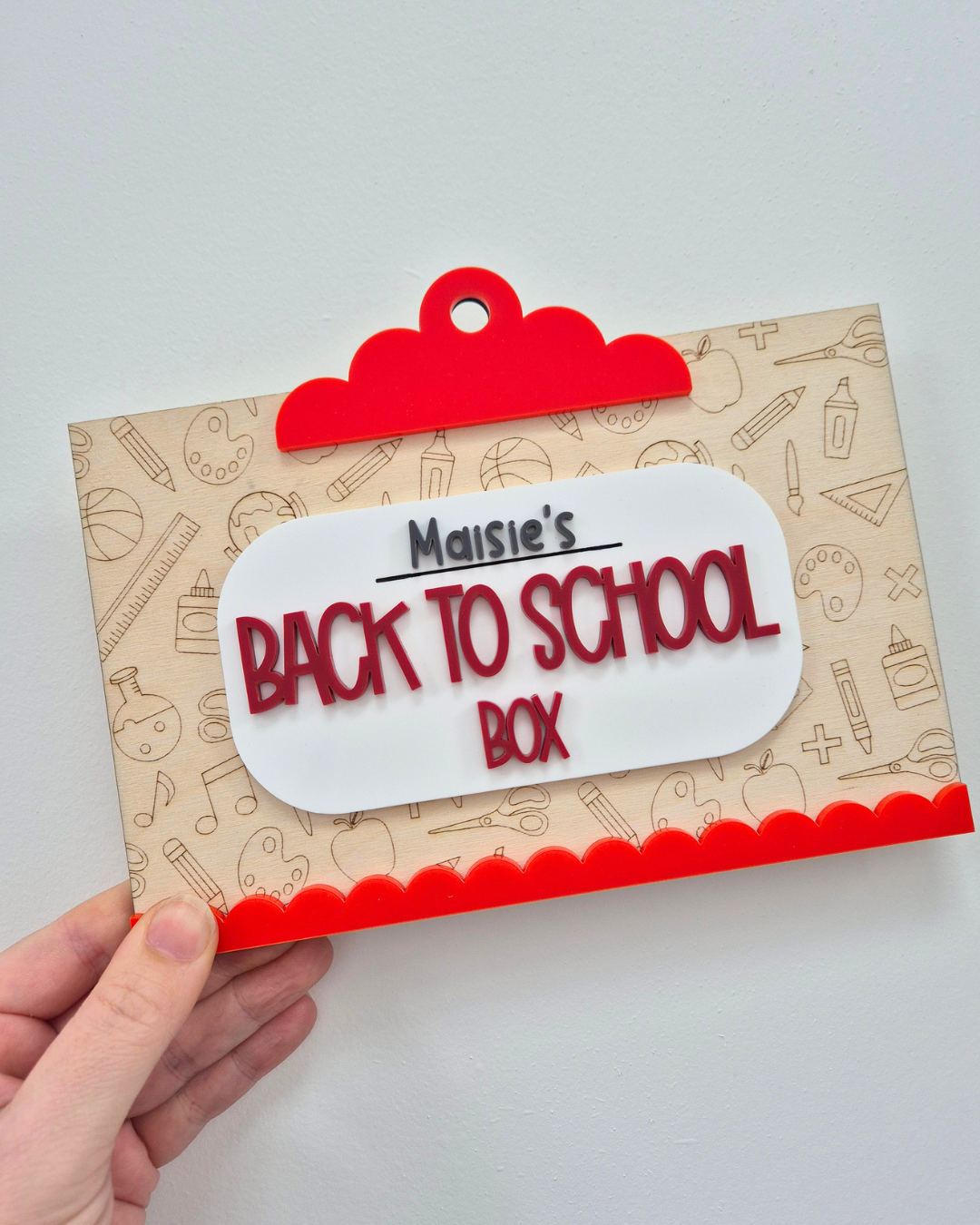 Back to School Crate Plaque - Wooden and Acrylic Personalised Sign