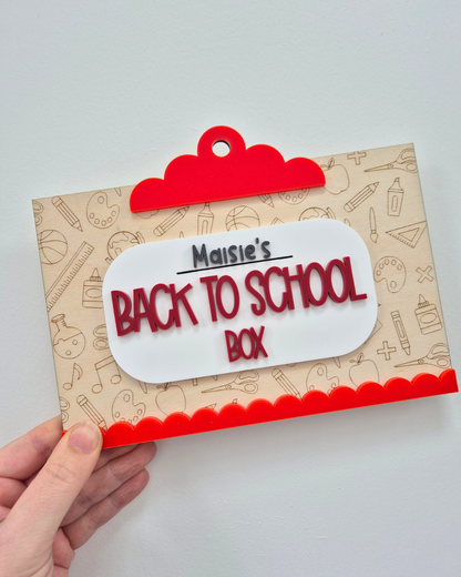 Back to School Crate Plaque - Wooden and Acrylic Personalised Sign