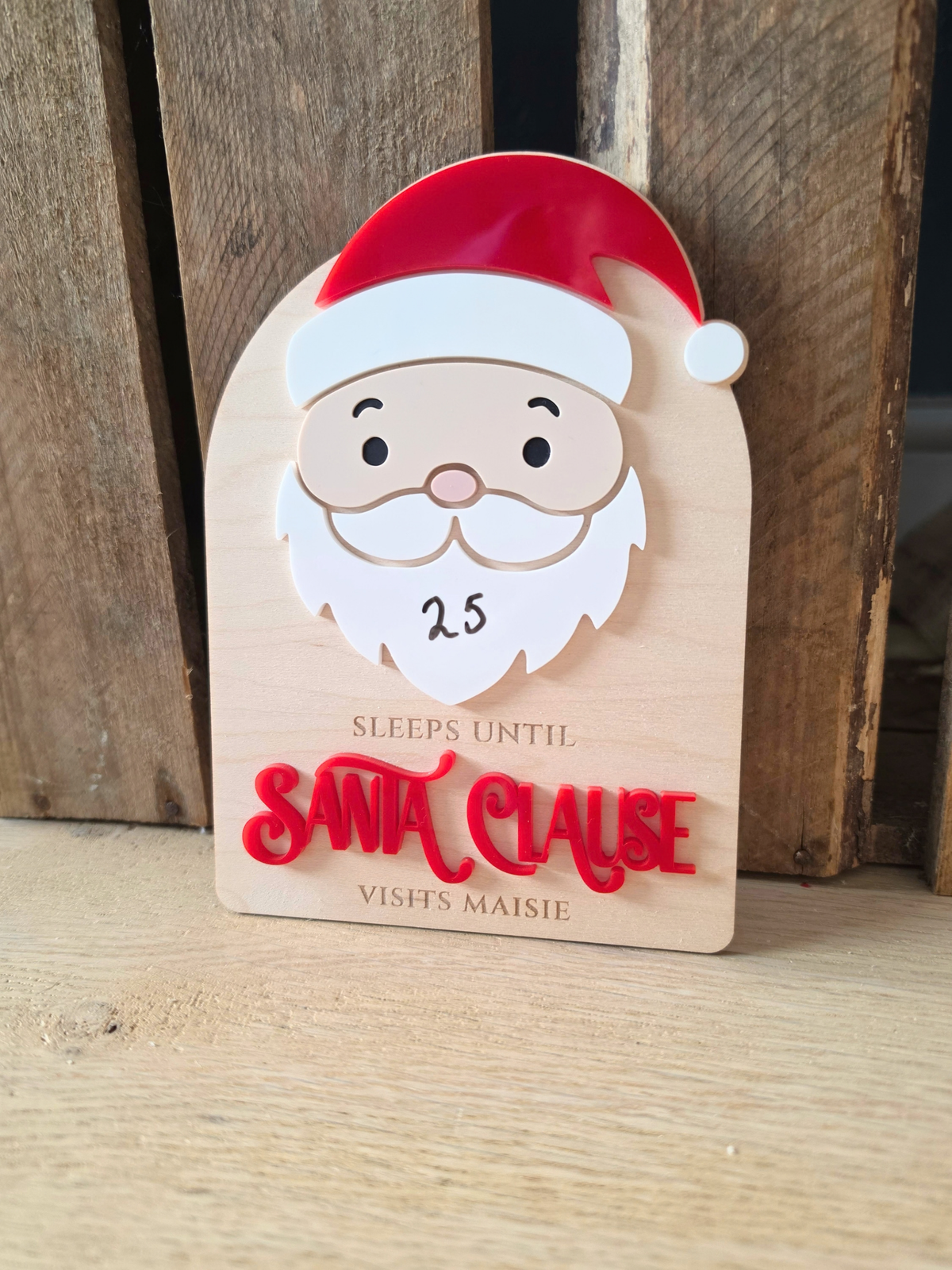 Personalised Santa Countdown - Wooden and Acrylic Plaque