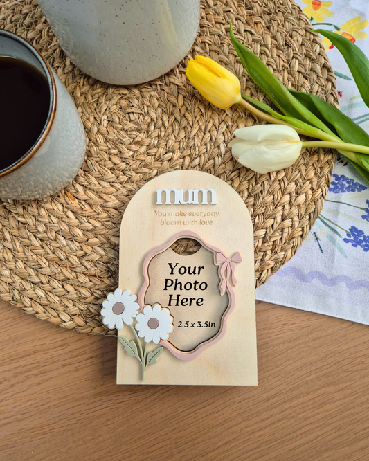 Personalised Floral Mother’s Day Photo Frame Magnet - Wooden and Acrylic Keepsake Gift
