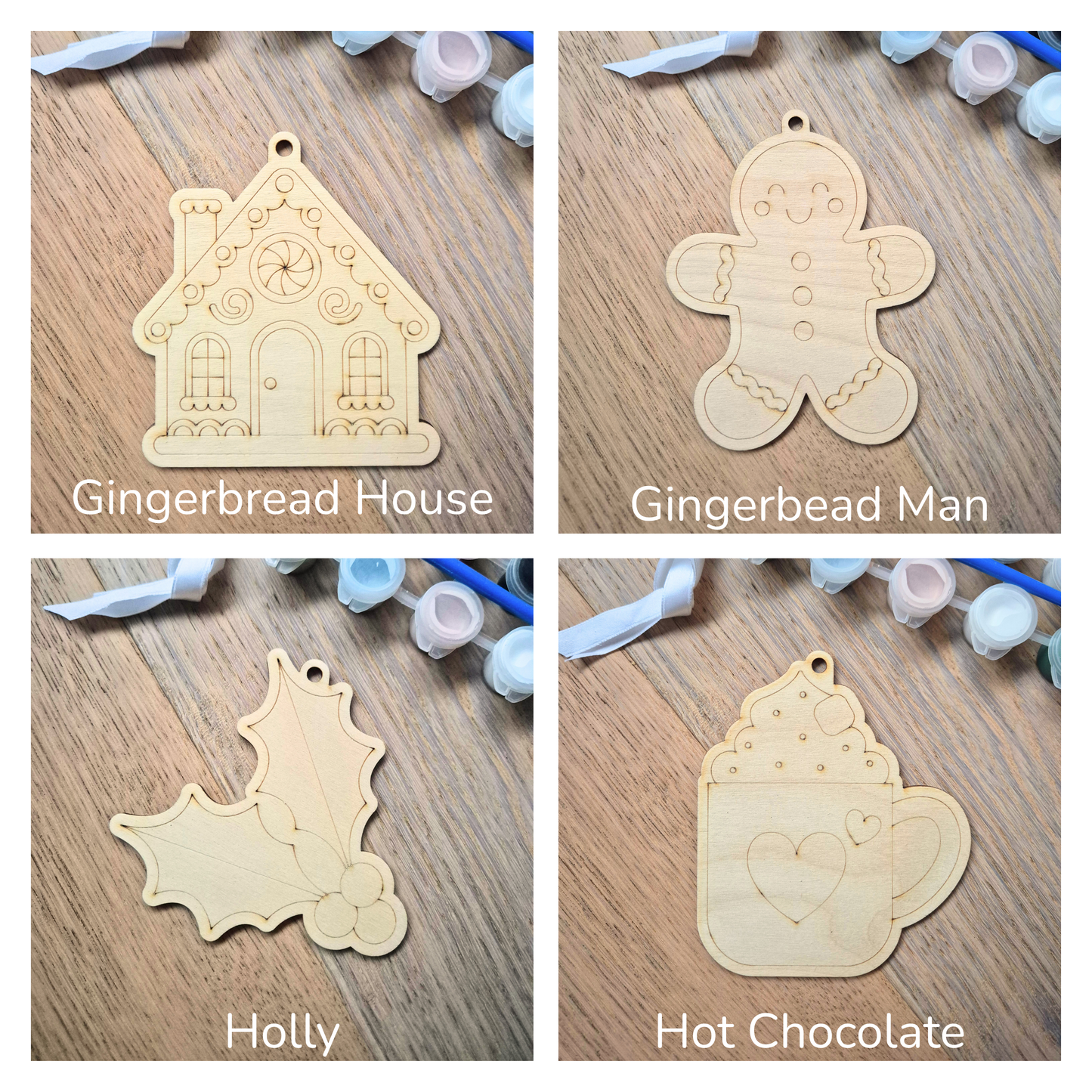 Additional Wooden Shapes for the Paint Your Own Christmas Ornament Kits