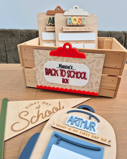 Back to School Interchangeable Plaque and Crate Set - Wooden and Acrylic Personalised Sign