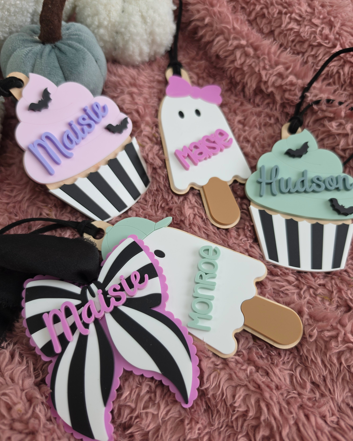 Haunted Cupcake Boo Bag Tag - Personalised Wooden and Acrylic Personalised Name Tag