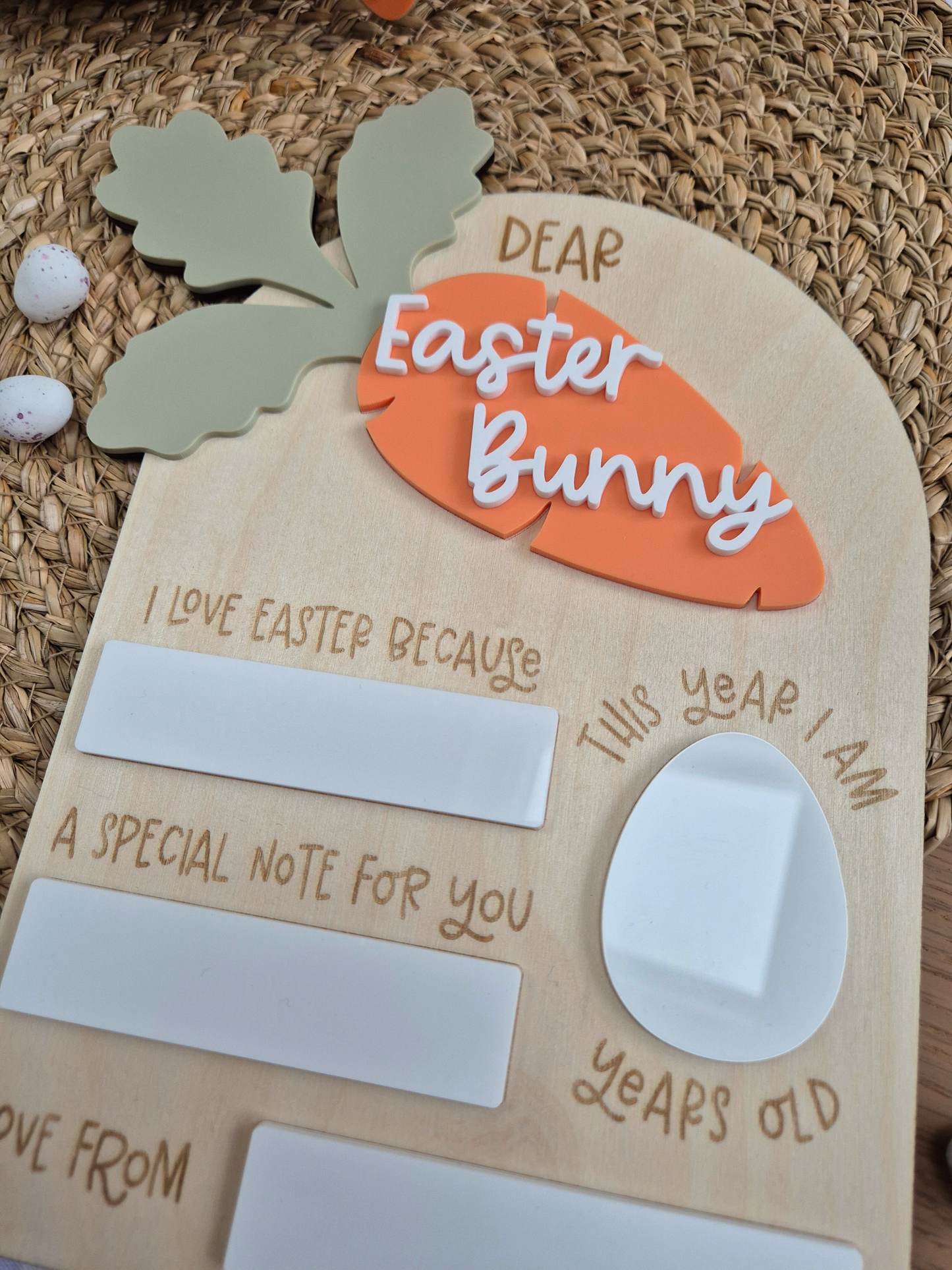 Dear Easter Bunny Board - Wooden and Acrylic Photo Prop with Writeable Space