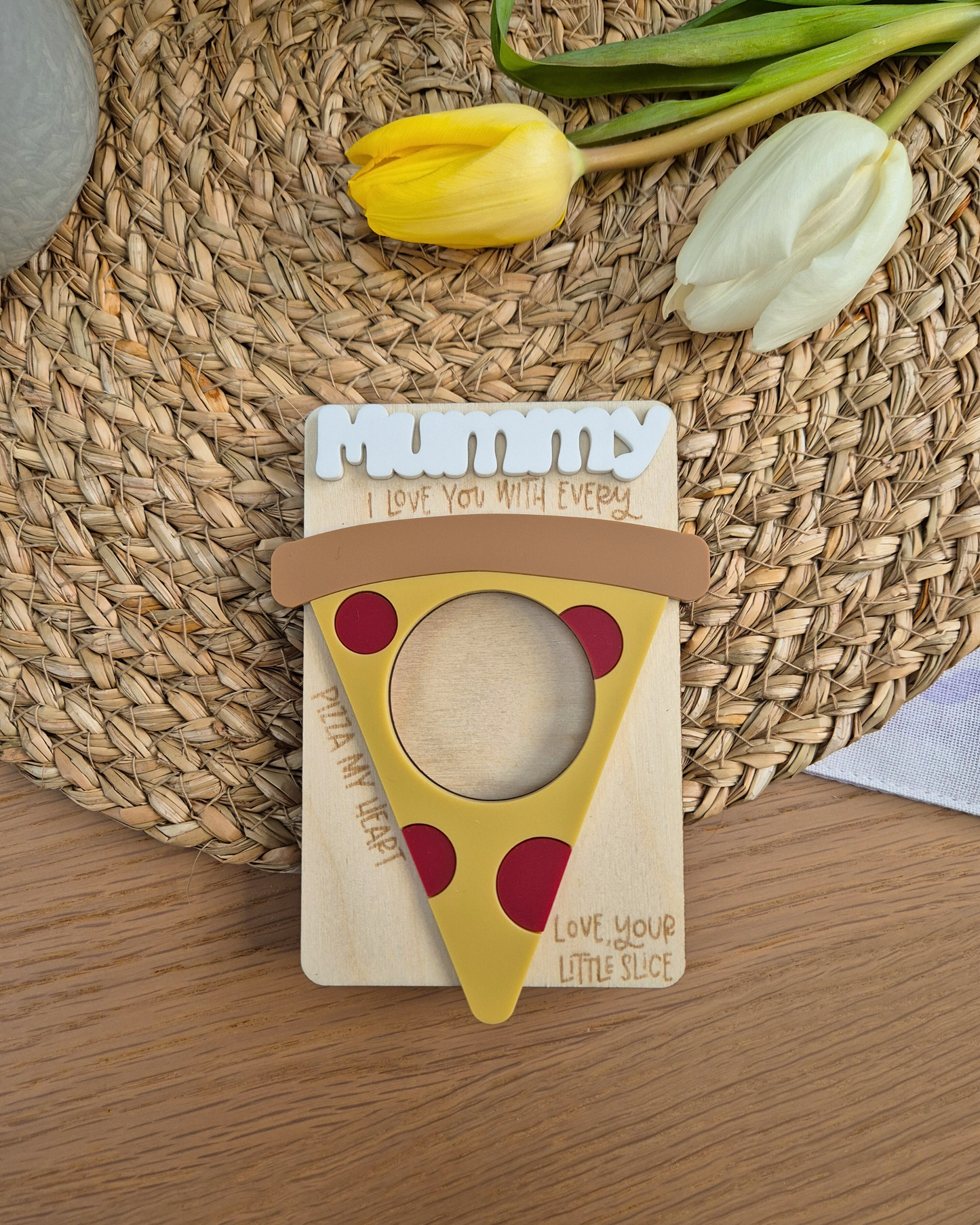 Personalised Funny Pizza Photo Magnet - Wooden and Acrylic Mother's Day and Father's Day Gift