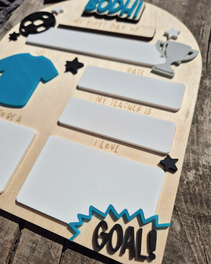 Personalised Football Team Back to School Board - Reusable Wooden and Acrylic Sign