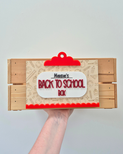 Back to School Interchangeable Plaque and Crate Set - Wooden and Acrylic Personalised Sign