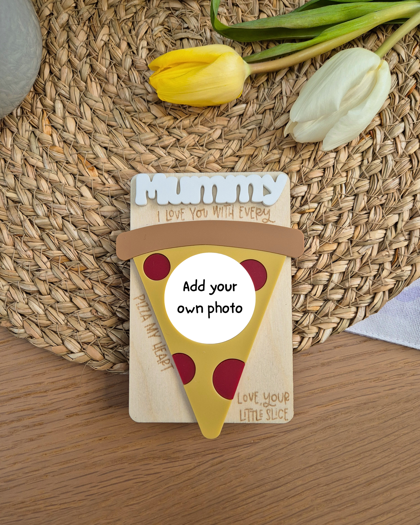 Personalised Funny Pizza Photo Magnet - Wooden and Acrylic Mother's Day and Father's Day Gift
