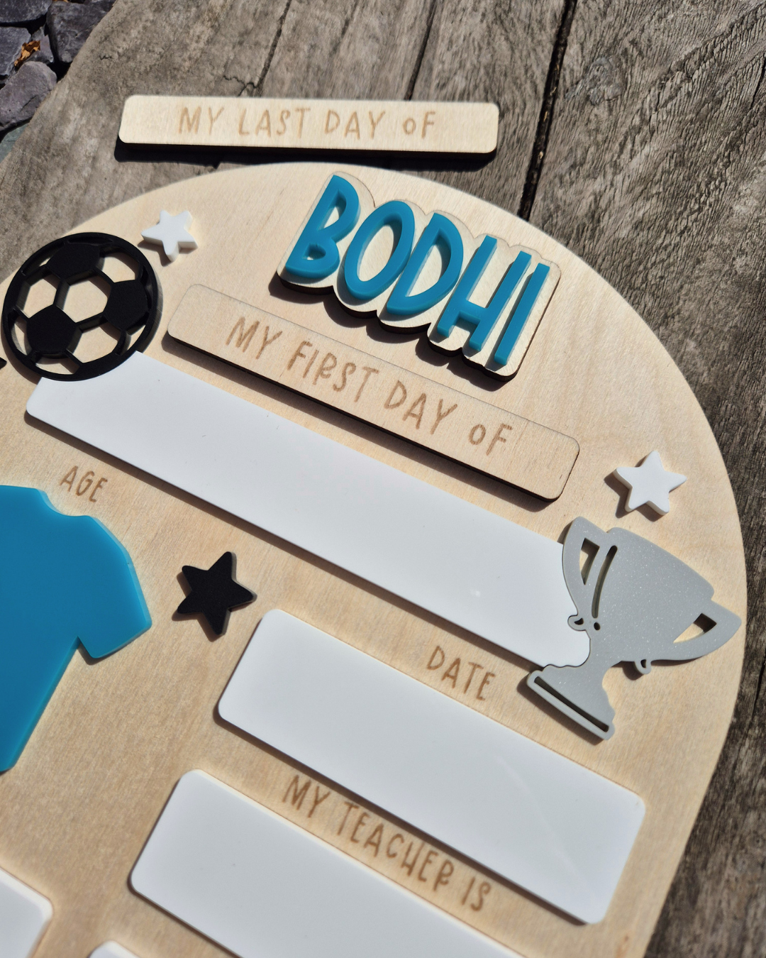 Personalised Football Team Back to School Board - Reusable Wooden and Acrylic Sign