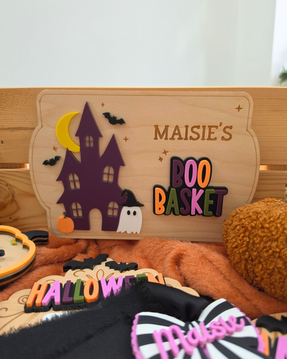 Haunted House Interchangeable Crate and Boo Basket Plaque