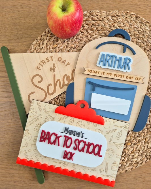 Back to School Crate Plaque - Wooden and Acrylic Personalised Sign