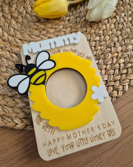 Personalised Mother’s Day Bee Photo Magnet - Wooden and Acrylic Mothering Sunday Gift