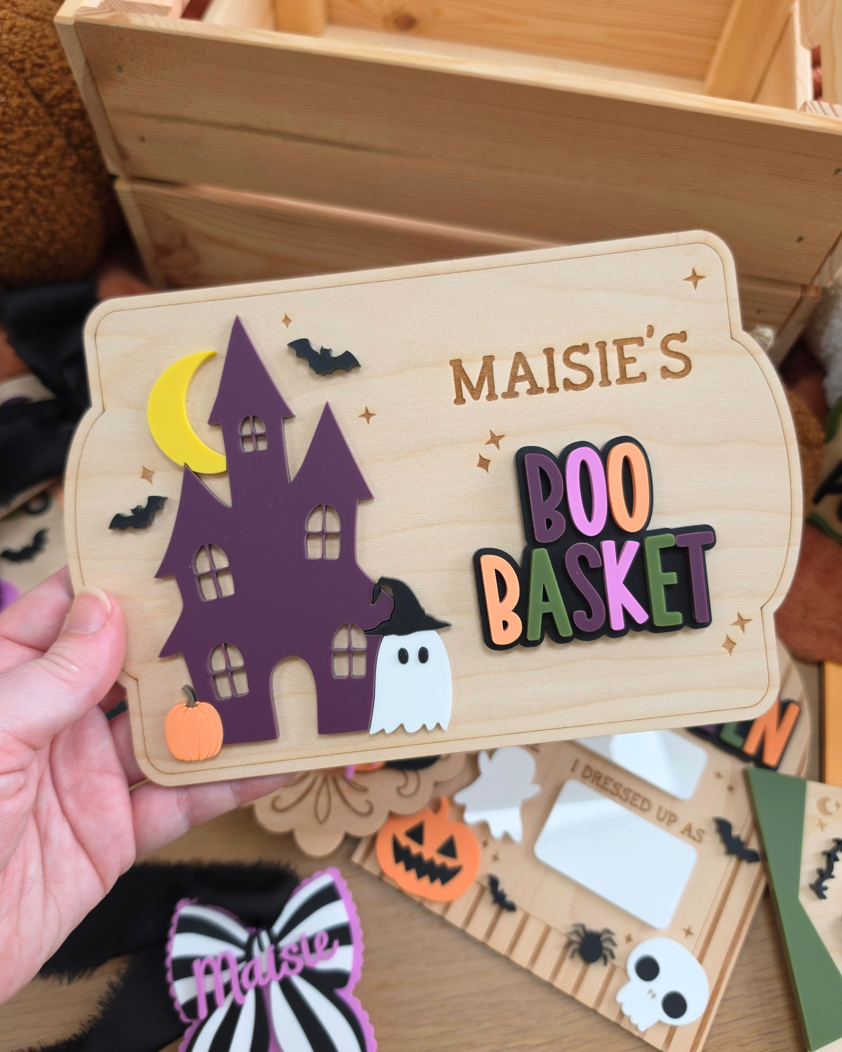 Haunted House Interchangeable Crate and Boo Basket Plaque