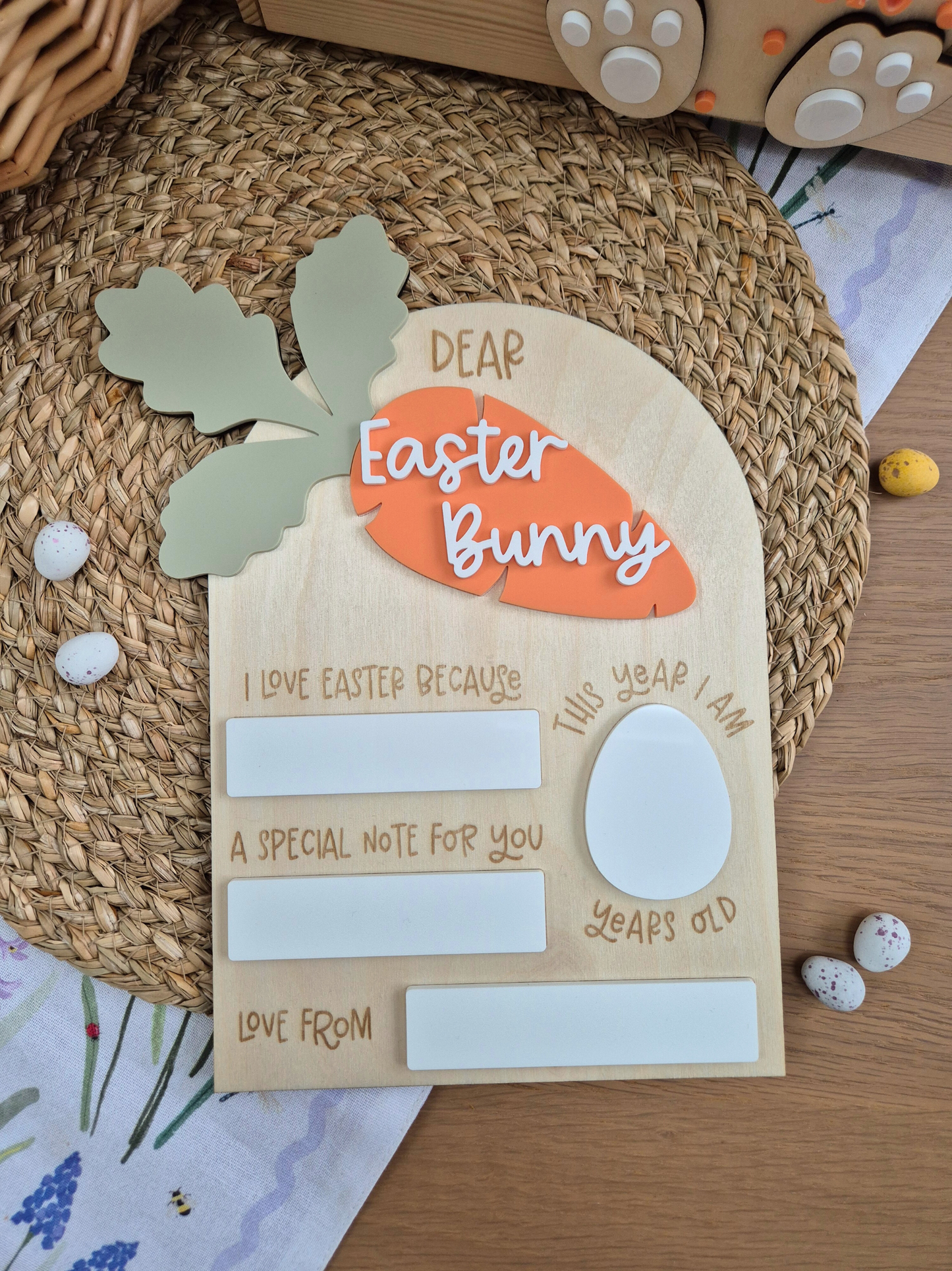 Dear Easter Bunny Board - Wooden and Acrylic Photo Prop with Writeable Space
