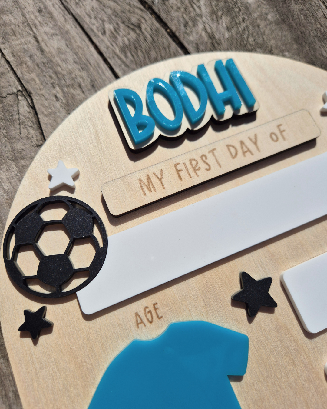 Personalised Football Team Back to School Board - Reusable Wooden and Acrylic Sign
