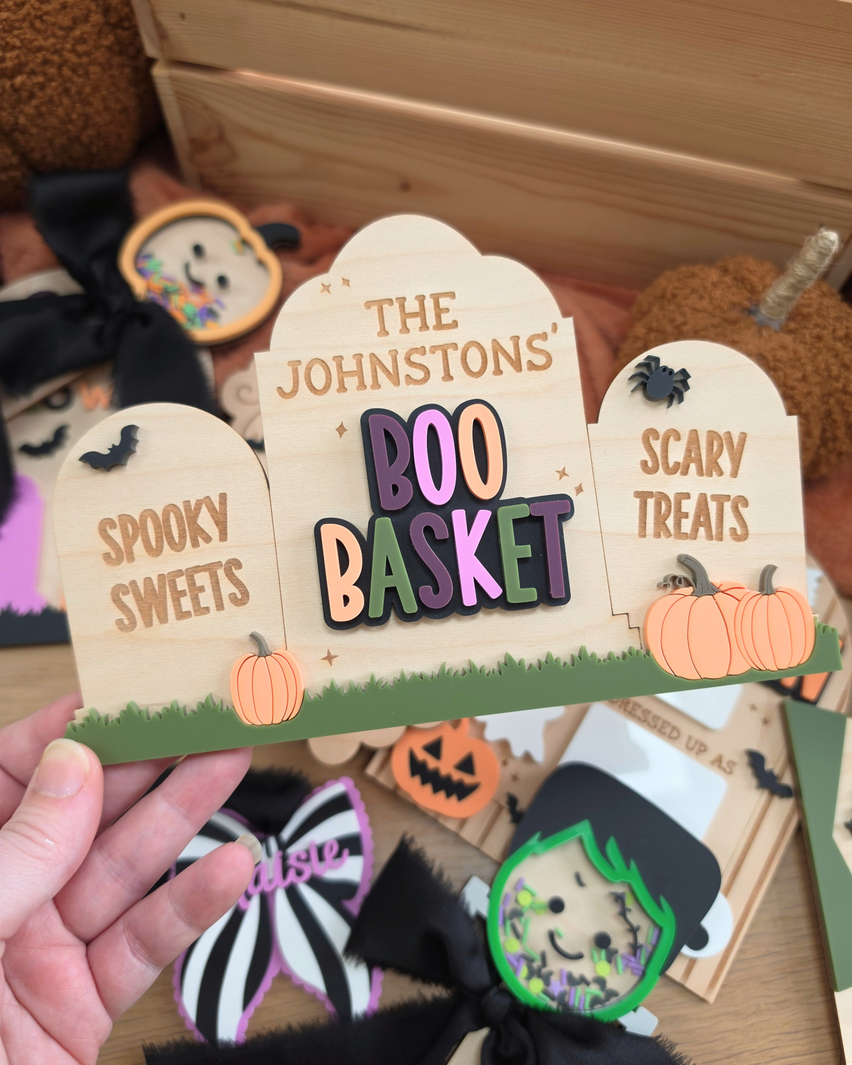 Haunted Graveyard Interchangeable Crate and Boo Basket Plaque