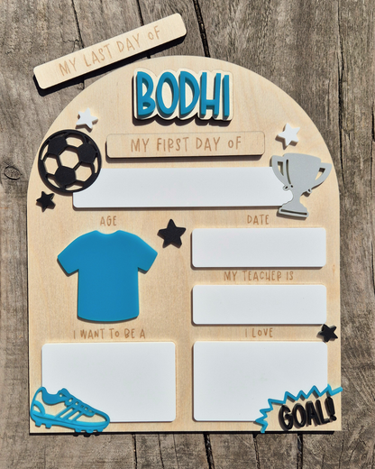 Personalised Football Team Back to School Board - Reusable Wooden and Acrylic Sign