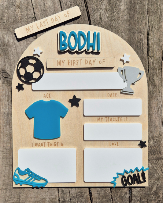 Personalised Football Team Back to School Board - Reusable Wooden and Acrylic Sign