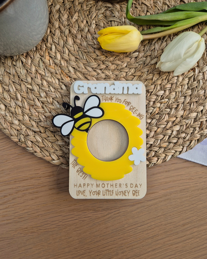 Personalised Mother’s Day Bee Photo Magnet - Wooden and Acrylic Mothering Sunday Gift