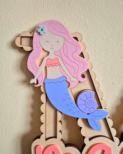 Mermaid and Shells Scallop Monogram - Personalised Wooden and Acrylic Name Sign