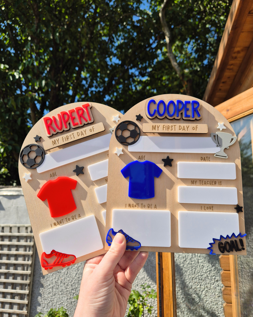 Personalised Football Team Back to School Board - Reusable Wooden and Acrylic Sign