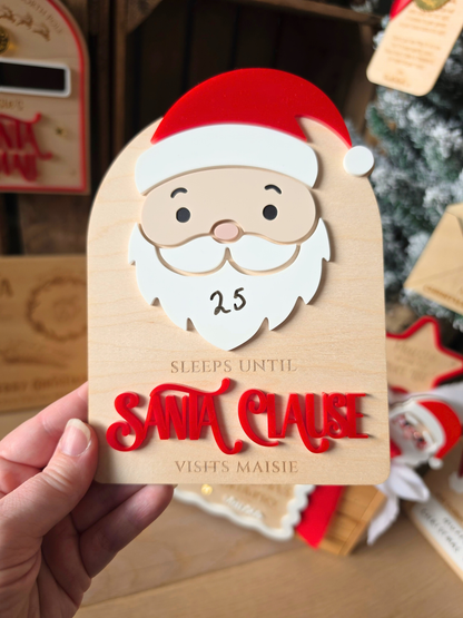 Personalised Santa Countdown - Wooden and Acrylic Plaque