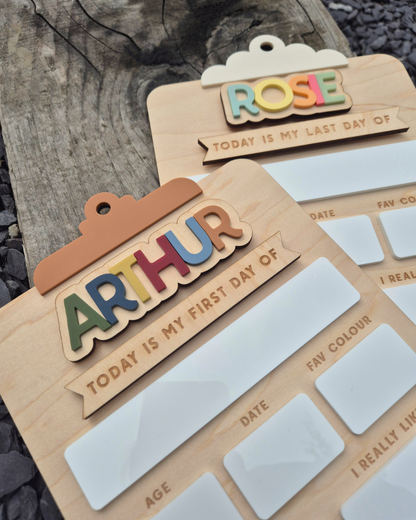 Clipboard Back to School Interchangeable Sign - Personalised First and Last Day of School Board