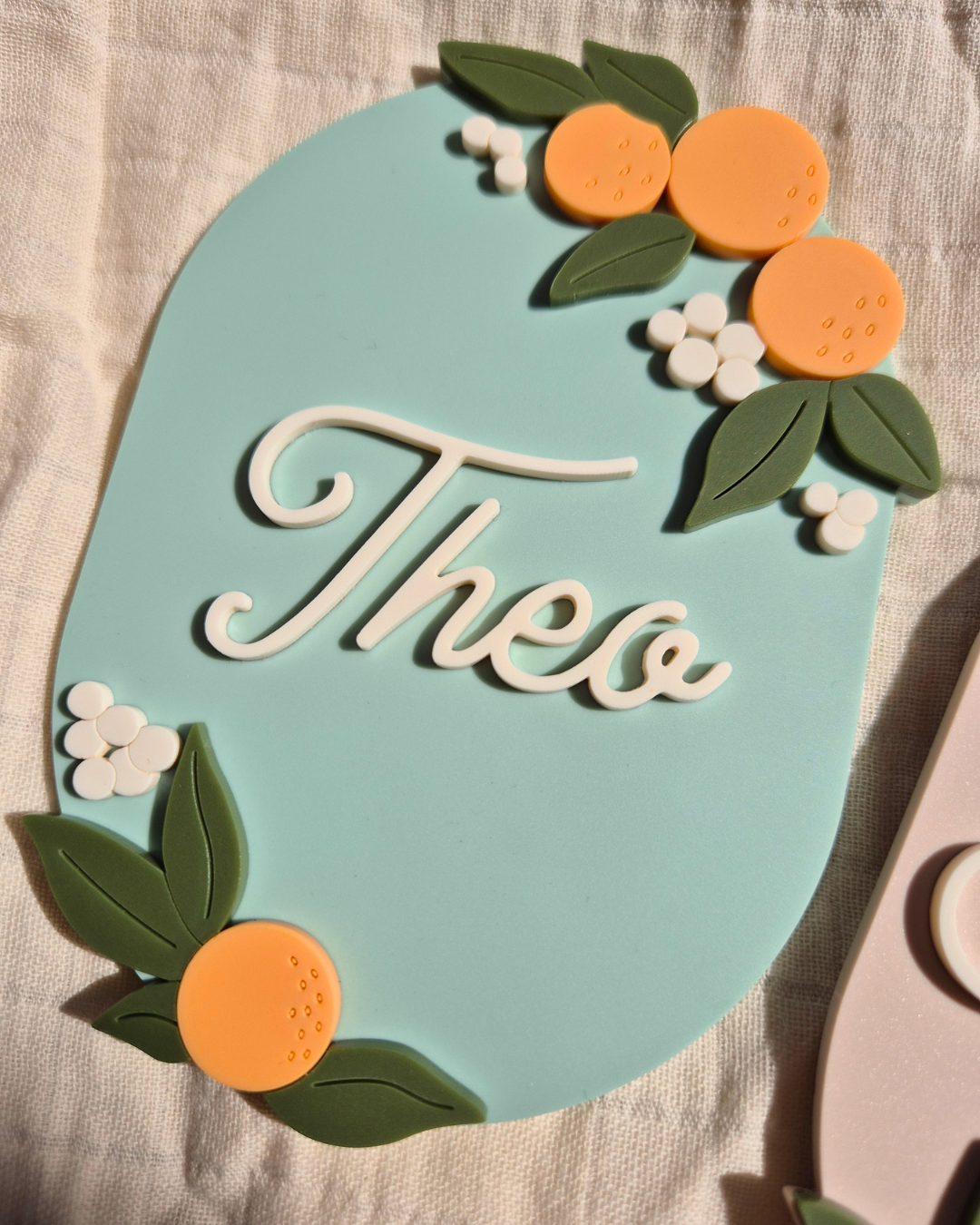 Orange Blossom Birth Announcement - Acrylic Name Sign