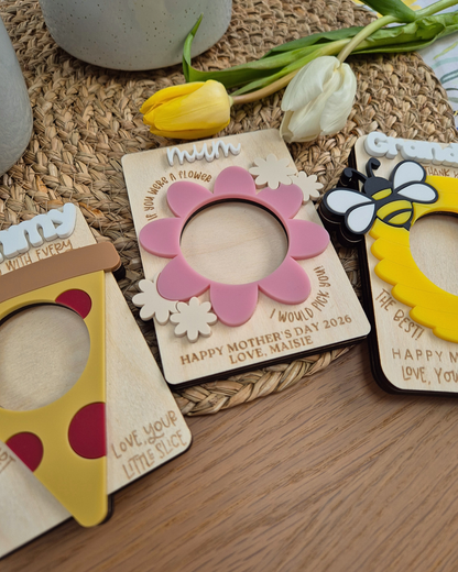 Personalised Funny Pizza Photo Magnet - Wooden and Acrylic Mother's Day and Father's Day Gift