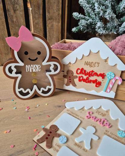 Gingerbread House Crate Plaque and Crate Set - Wooden and Acrylic Personalised Christmas Sign