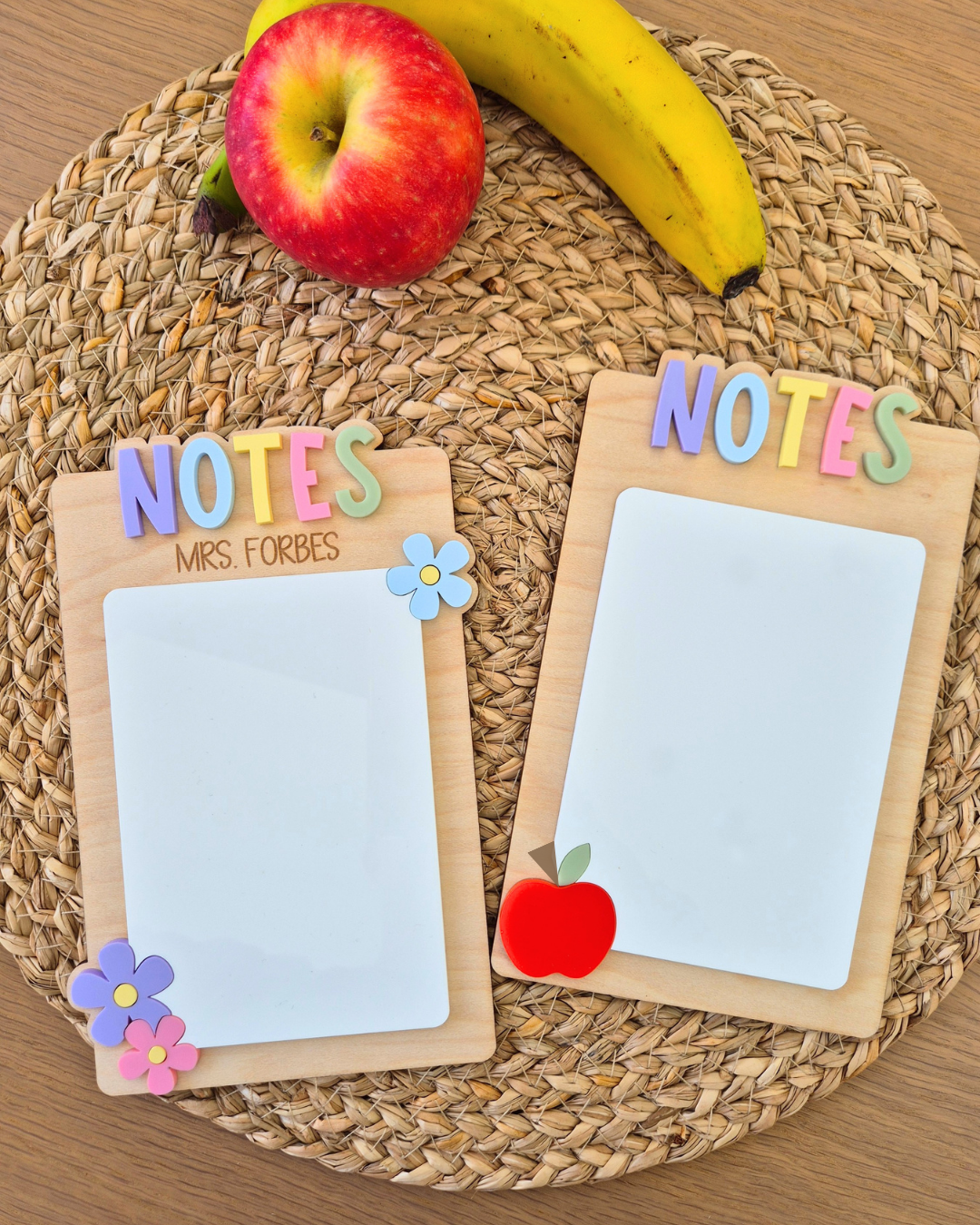 Teacher Dry-Erase Notepad - Flower or Apple Themed Mini-Whiteboard Gift