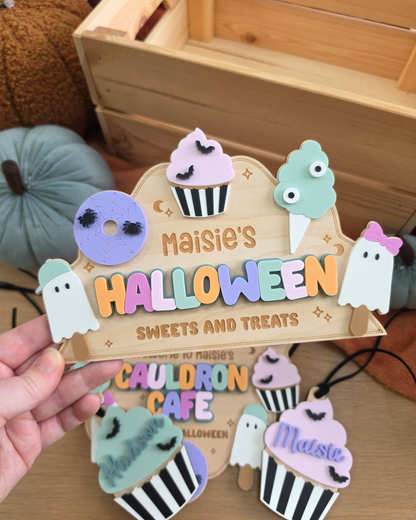 Spooky Sweet Treats Interchangeable Crate and Boo Basket Plaque