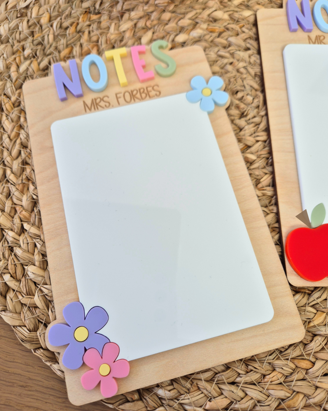 Teacher Dry-Erase Notepad - Flower or Apple Themed Mini-Whiteboard Gift